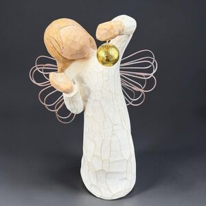 Willow Tree Angel of Wonder Figurine 2002 Susan Lordi Demdaco Gold Ornament 5in